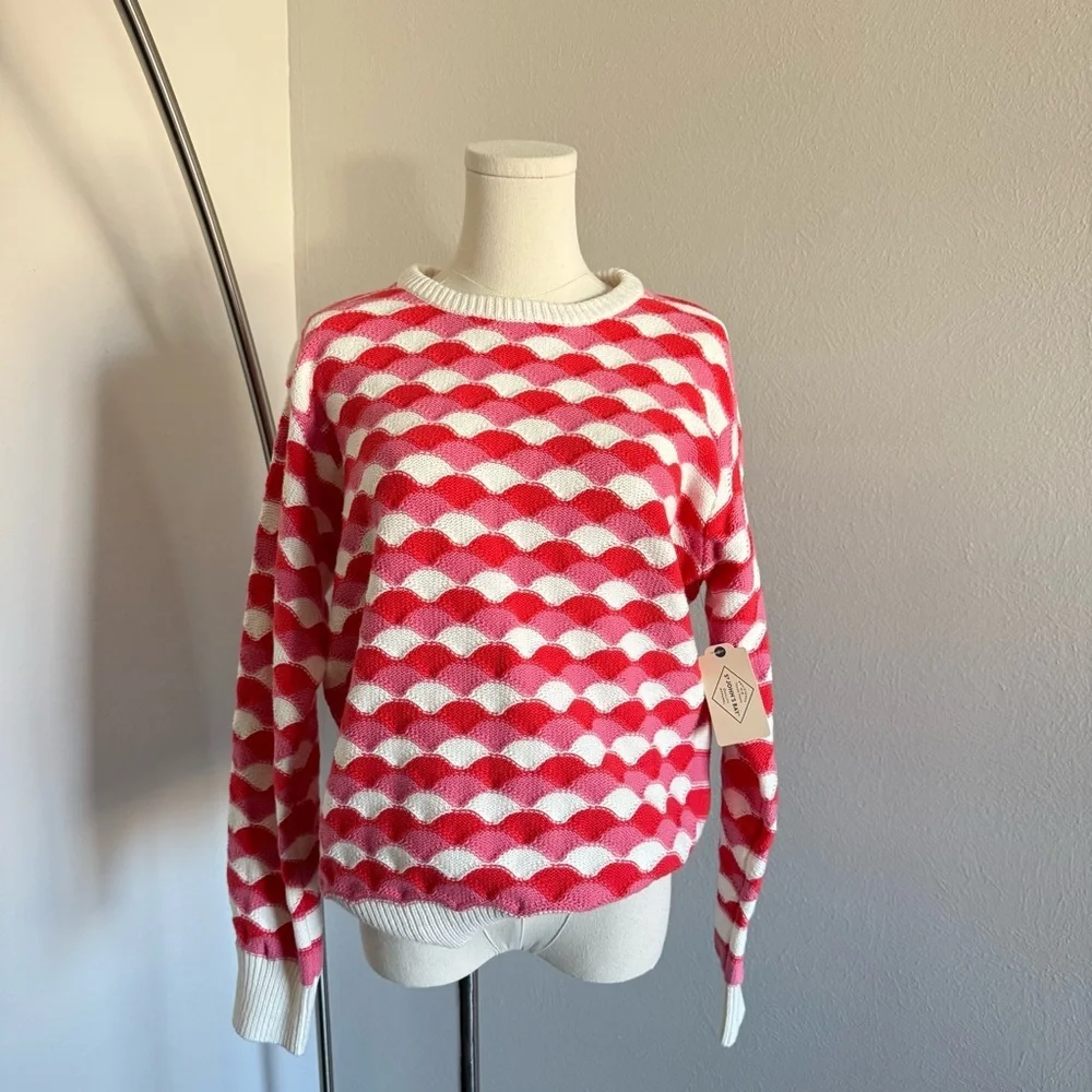 St John’s Bay NWT Red & Pink Knit Sweater Pullover Women’s Size Large - Picture 7 of 9